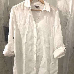 EUC J Jill white linen shirt dress